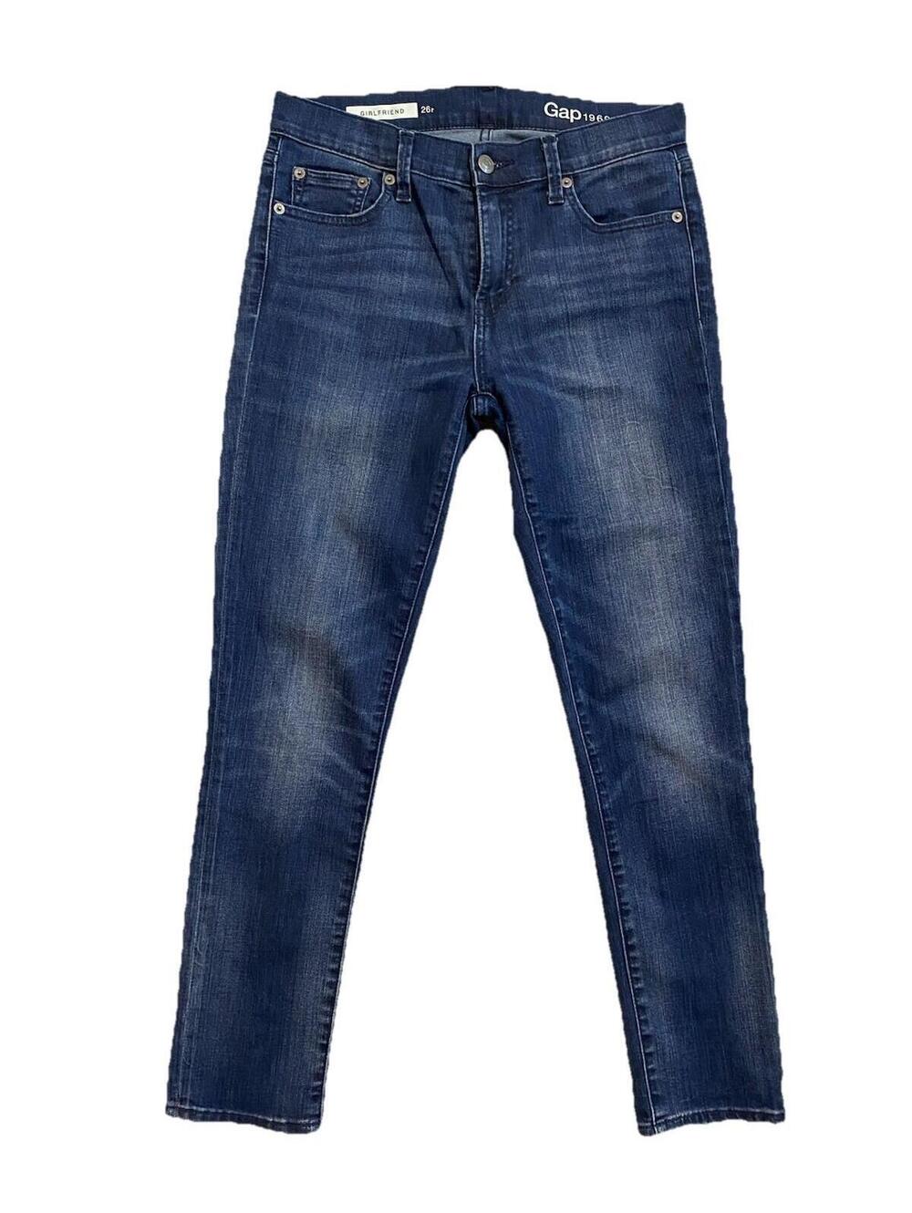 Gap 1969 Girlfriend Jeans Womens Size 26 Medium Wash Blue Denim Mid Rise